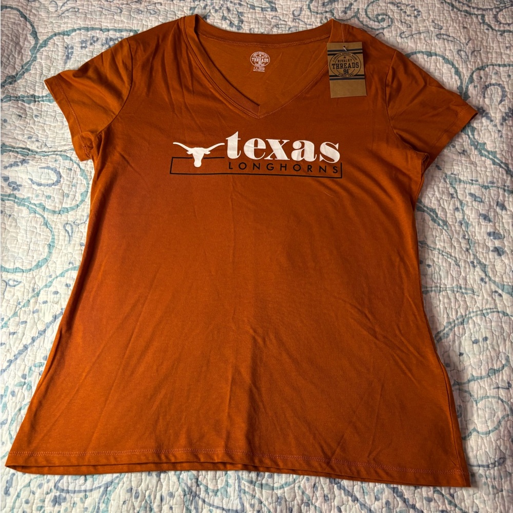 University of Texas Longhorns Women's Burnt Orange V-Neck Top, NWT